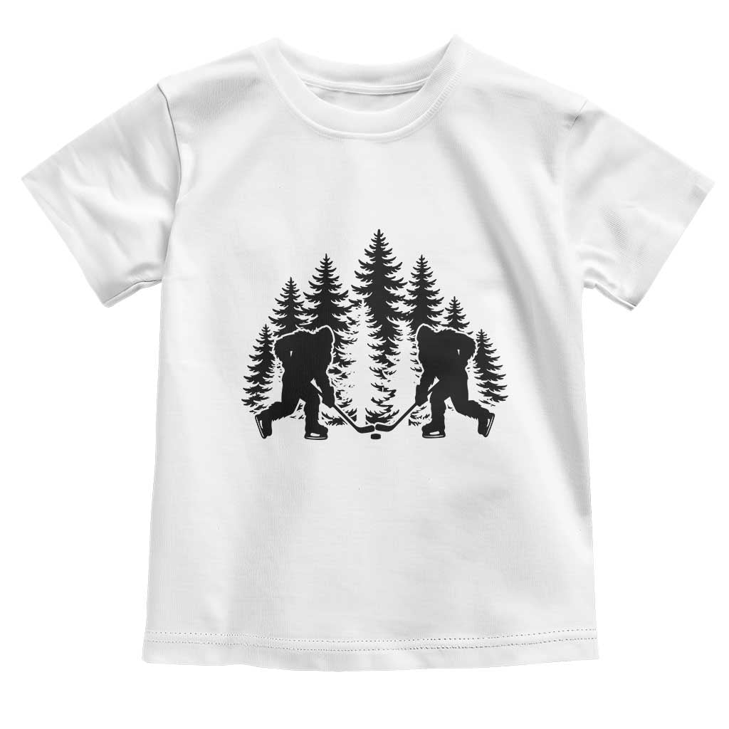 Funny Bigfoot Playing Ice Hockey Toddler T Shirt Cryptid Lover Gift TS12 White Print Your Wear