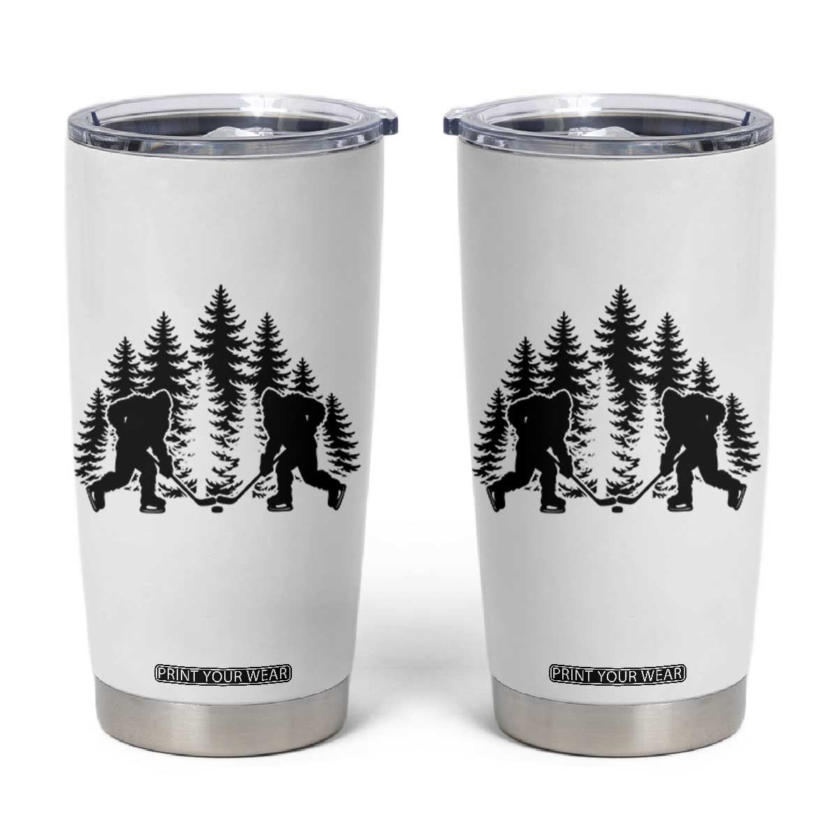 Funny Bigfoot Playing Ice Hockey Tumbler Cup Cryptid Lover Gift TS12 White Print Your Wear