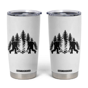 Funny Bigfoot Playing Ice Hockey Tumbler Cup Cryptid Lover Gift TS12 White Print Your Wear
