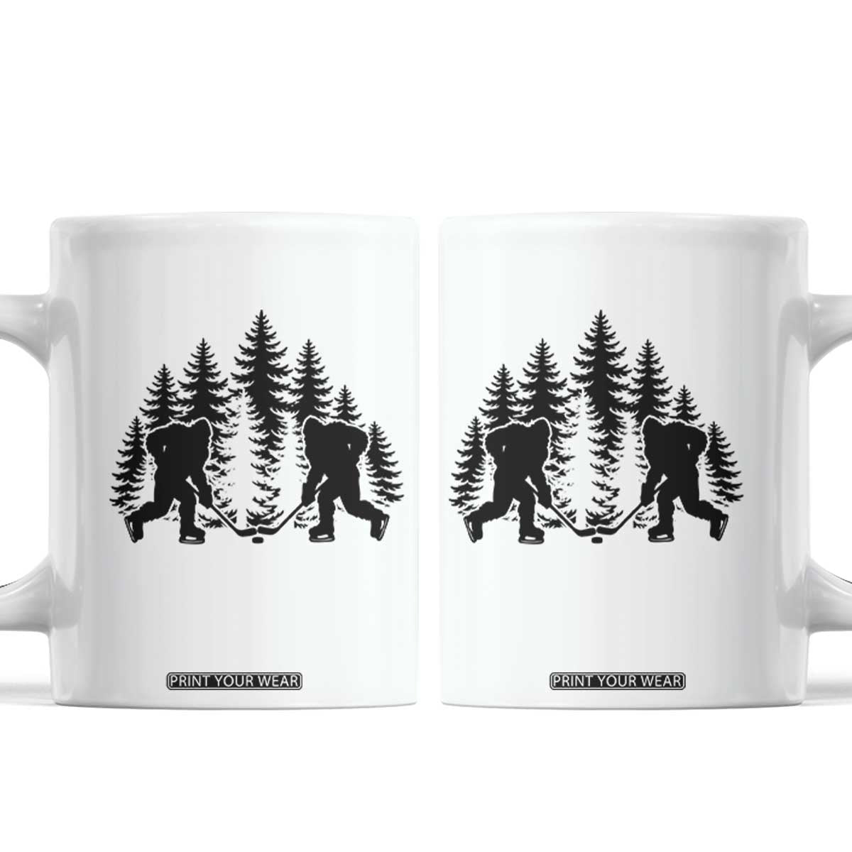 Funny Bigfoot Playing Ice Hockey Coffee Mug Cryptid Lover Gift TS12 White Print Your Wear