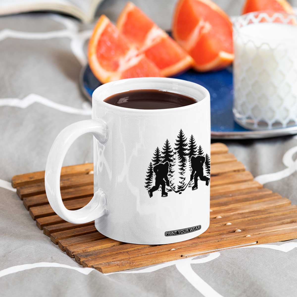 Funny Bigfoot Playing Ice Hockey Coffee Mug Cryptid Lover Gift TS12 Print Your Wear
