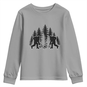Funny Bigfoot Playing Ice Hockey Youth Sweatshirt Cryptid Lover Gift TS12 Sport Gray Print Your Wear