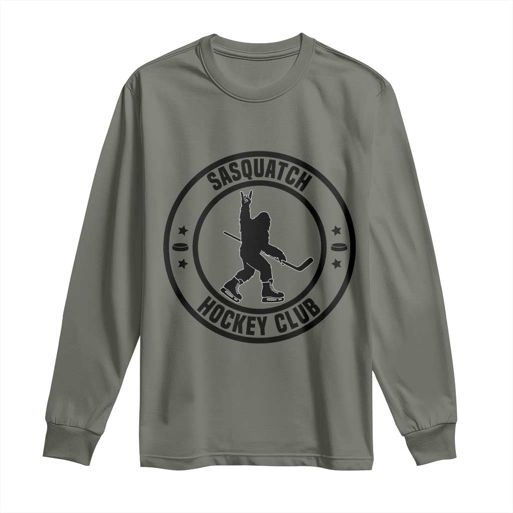 Legendary Sasquatch Hockey Club Long Sleeve Shirt Funny Ice Hockey Gift TS12 Military Green Print Your Wear