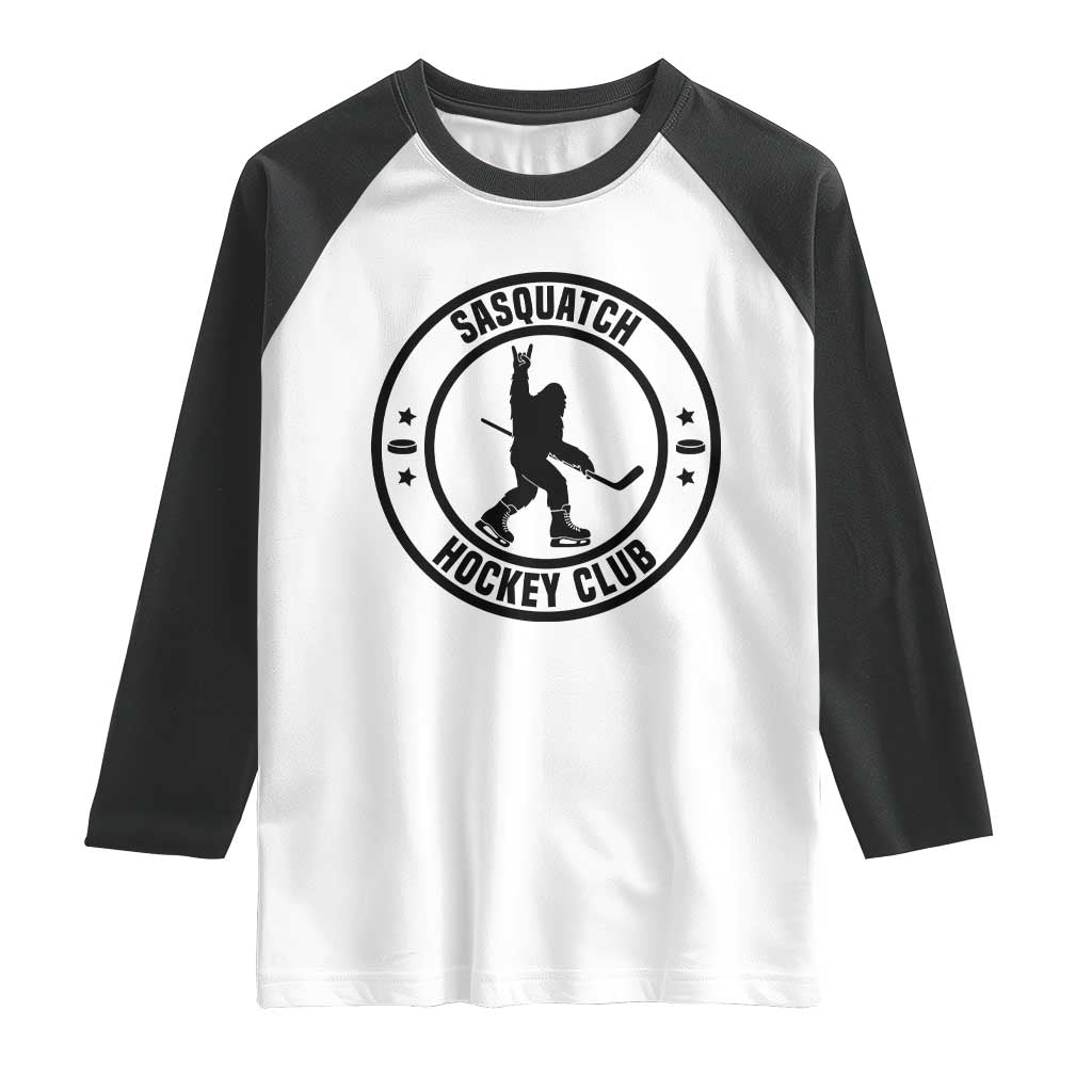 Legendary Sasquatch Hockey Club Raglan Shirt Funny Ice Hockey Gift TS12 White Black Print Your Wear