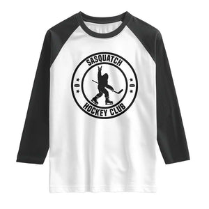 Legendary Sasquatch Hockey Club Raglan Shirt Funny Ice Hockey Gift TS12 White Black Print Your Wear