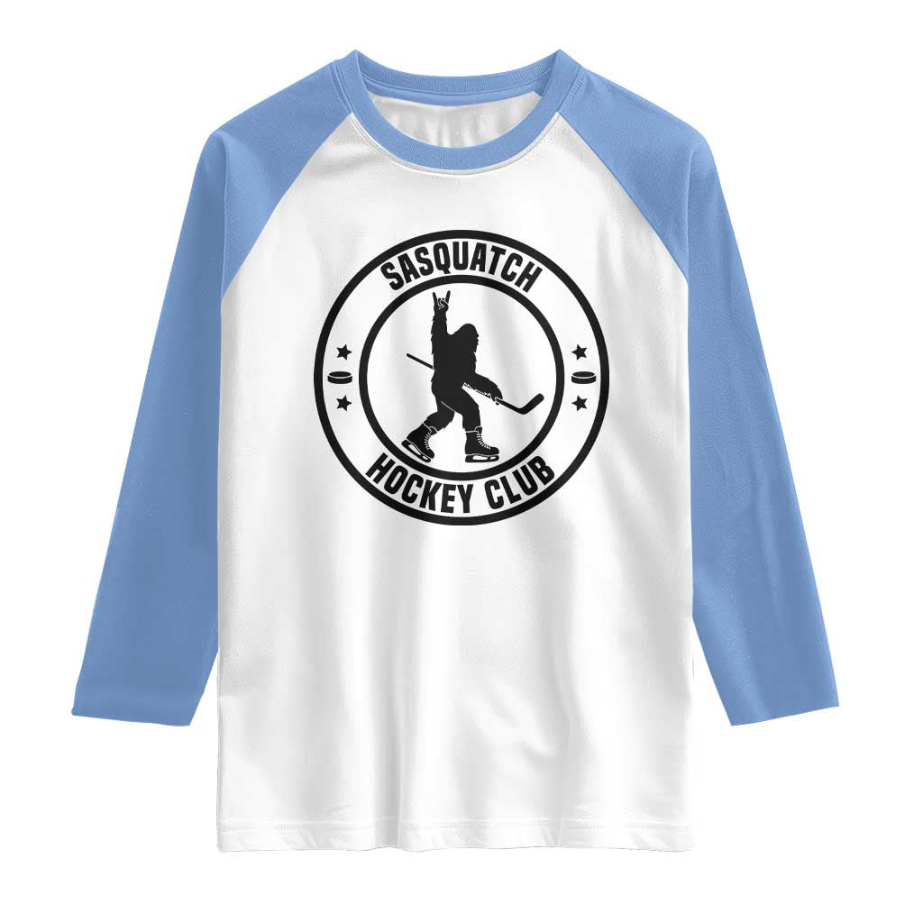 Legendary Sasquatch Hockey Club Raglan Shirt Funny Ice Hockey Gift TS12 White Carolina Blue Print Your Wear