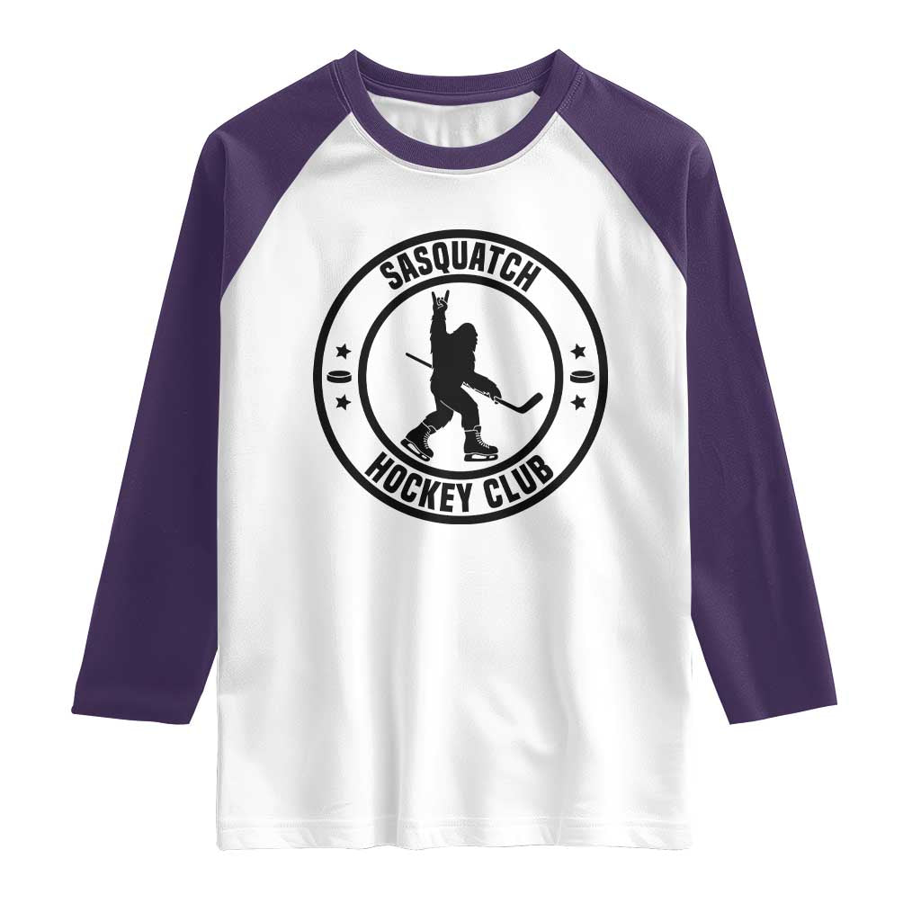 Legendary Sasquatch Hockey Club Raglan Shirt Funny Ice Hockey Gift TS12 White Purple Print Your Wear