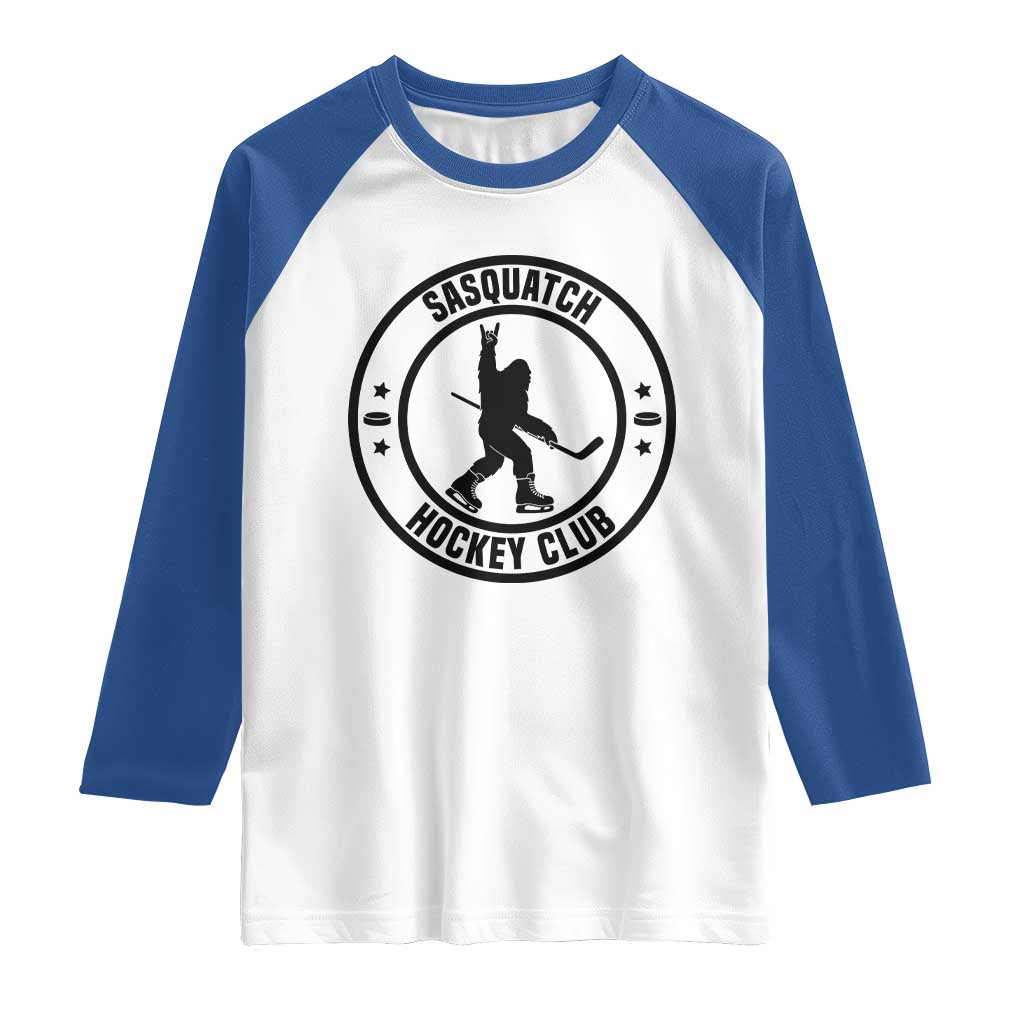 Legendary Sasquatch Hockey Club Raglan Shirt Funny Ice Hockey Gift TS12 White Royal Print Your Wear