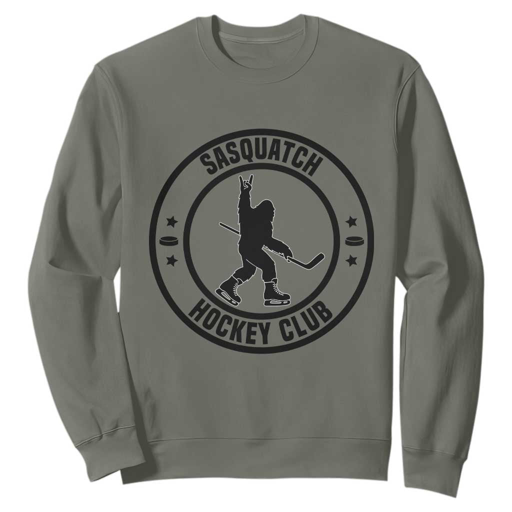 Legendary Sasquatch Hockey Club Sweatshirt Funny Ice Hockey Gift TS12 Military Green Print Your Wear