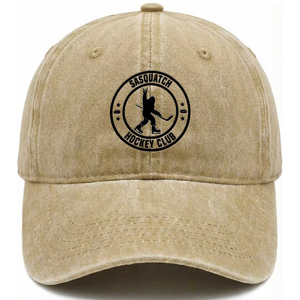 Legendary Sasquatch Hockey Club Washed Cotton Baseball Cap Funny Ice Hockey Gift TS12 Print Your Wear