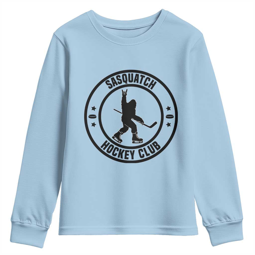 Legendary Sasquatch Hockey Club Youth Sweatshirt Funny Ice Hockey Gift TS12 Light Blue Print Your Wear