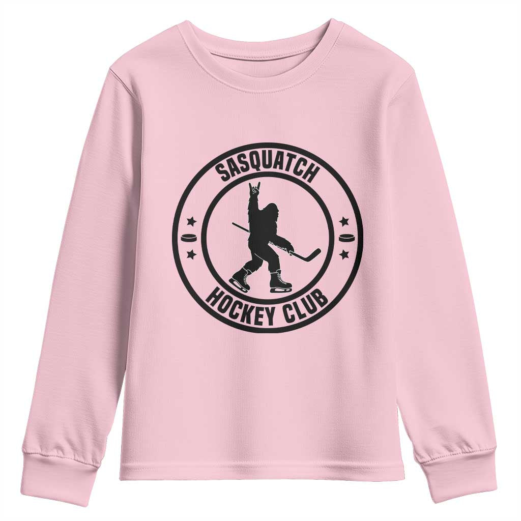 Legendary Sasquatch Hockey Club Youth Sweatshirt Funny Ice Hockey Gift TS12 Light Pink Print Your Wear