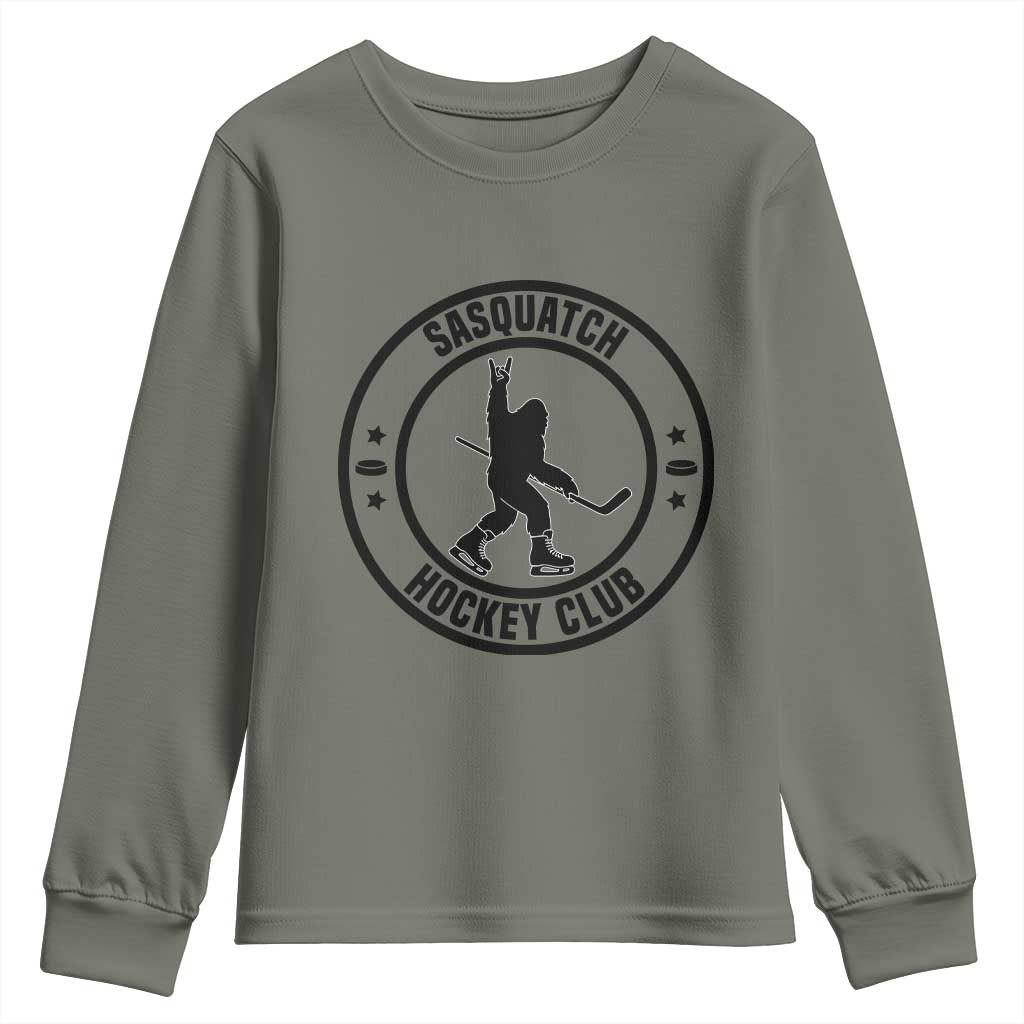 Legendary Sasquatch Hockey Club Youth Sweatshirt Funny Ice Hockey Gift TS12 Military Green Print Your Wear