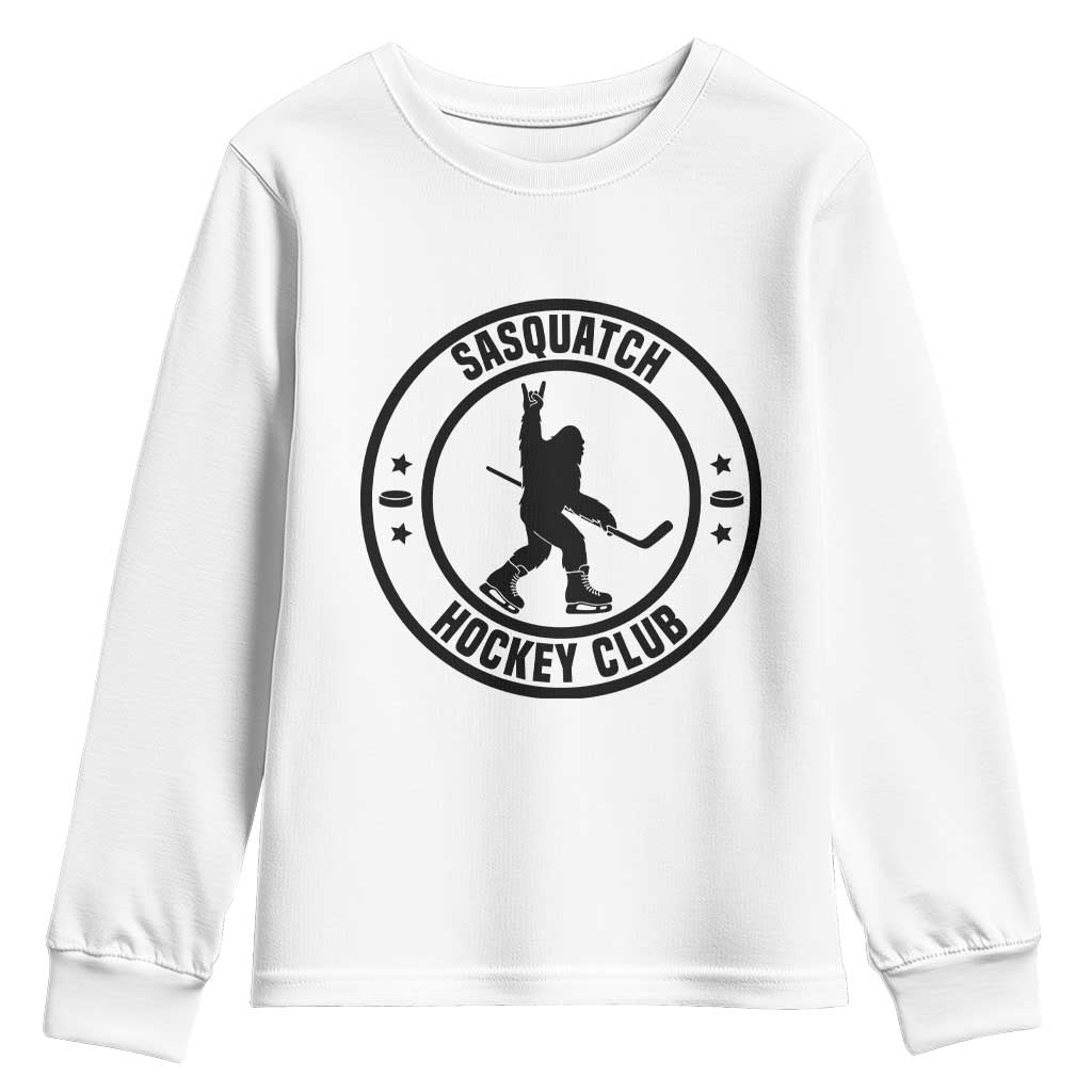 Legendary Sasquatch Hockey Club Youth Sweatshirt Funny Ice Hockey Gift TS12 White Print Your Wear