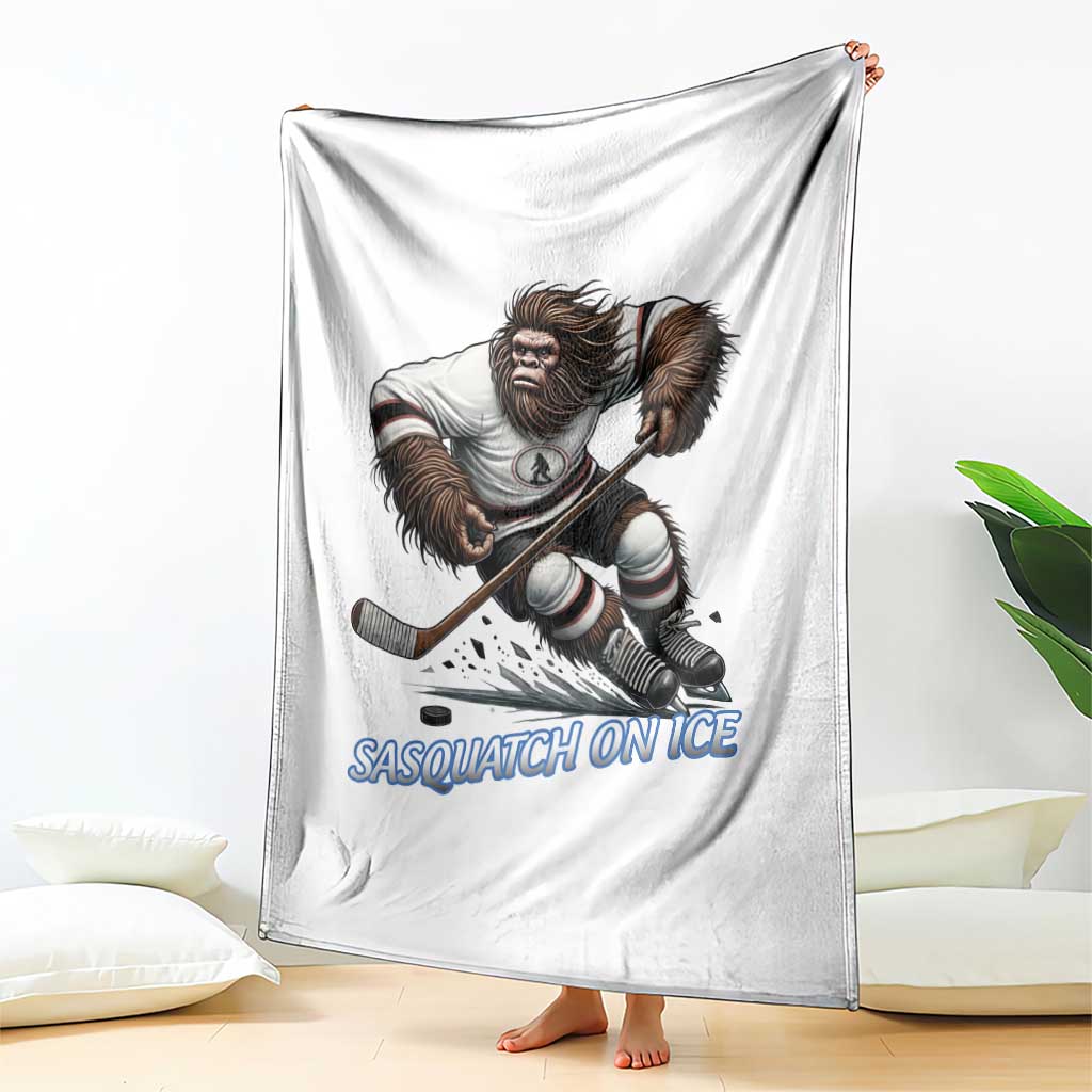 Sasquatch On Ice Throw Blanket Funny Bigfoot Hockey Player Gift TS12 Print Your Wear