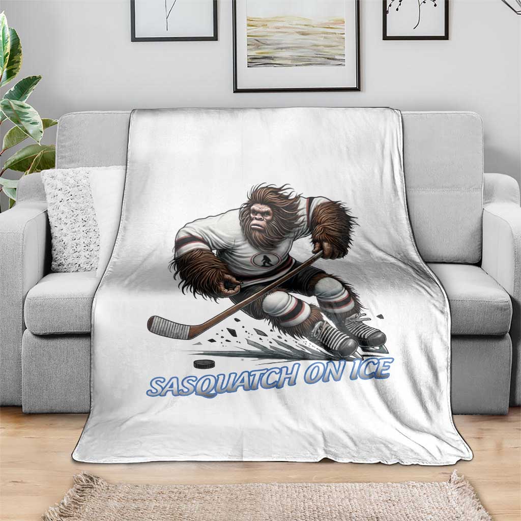 Sasquatch On Ice Throw Blanket Funny Bigfoot Hockey Player Gift TS12 Print Your Wear
