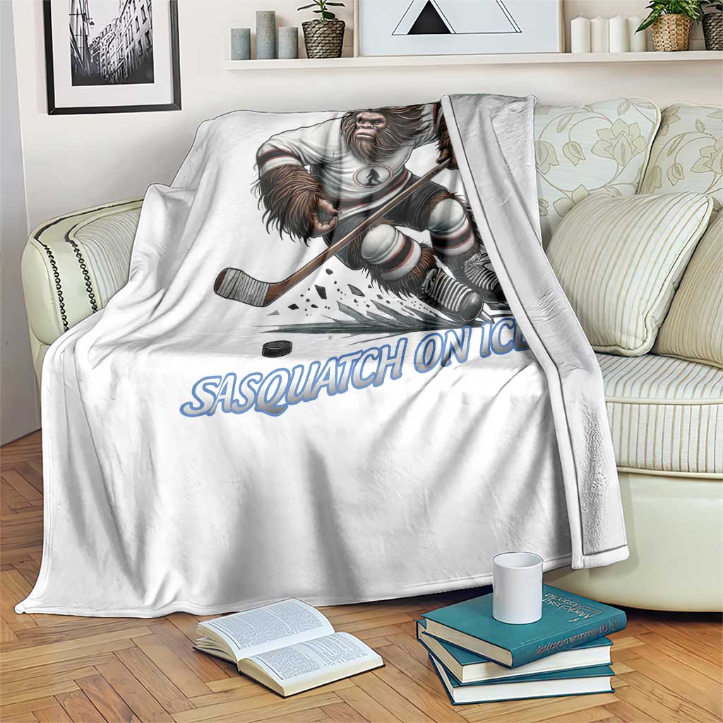 Sasquatch On Ice Throw Blanket Funny Bigfoot Hockey Player Gift TS12 Print Your Wear