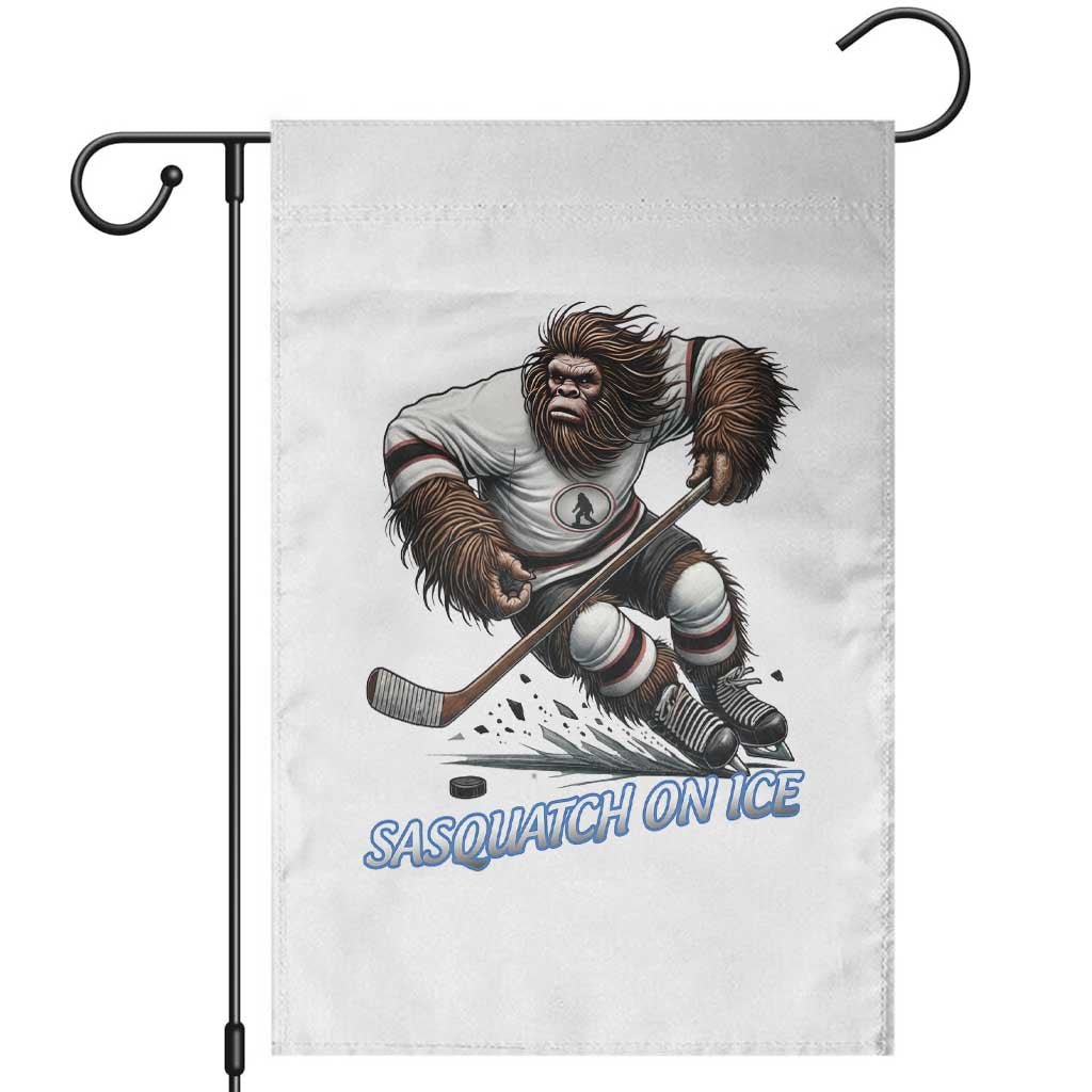 Sasquatch On Ice Garden Flag Funny Bigfoot Hockey Player Gift TS12 White Print Your Wear