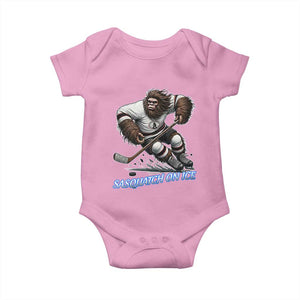 Sasquatch On Ice Baby Onesie Funny Bigfoot Hockey Player Gift TS12 Light Pink Print Your Wear
