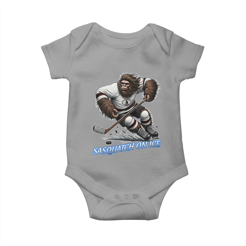 Sasquatch On Ice Baby Onesie Funny Bigfoot Hockey Player Gift TS12 Sport Gray Print Your Wear