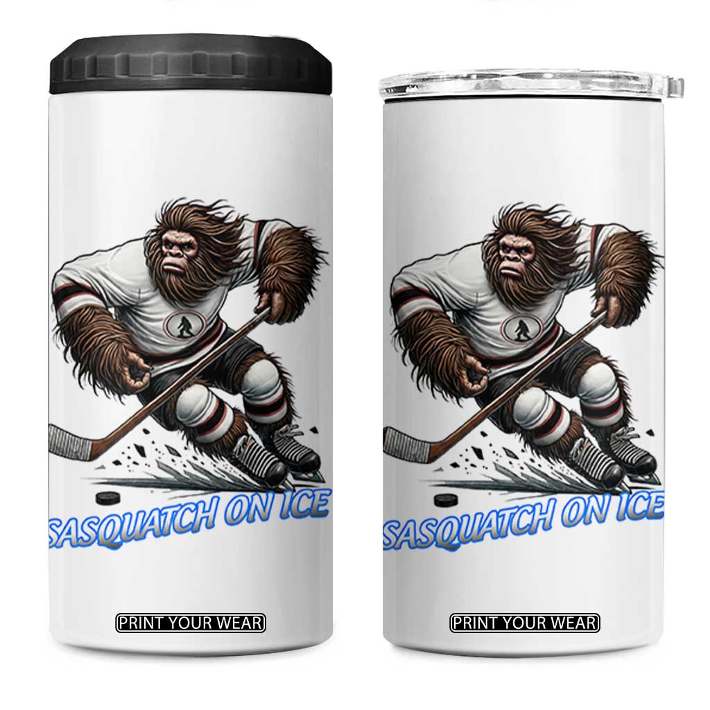 Sasquatch On Ice 4 in 1 Can Cooler Tumbler Funny Bigfoot Hockey Player Gift TS12 One Size: 16 oz White Print Your Wear