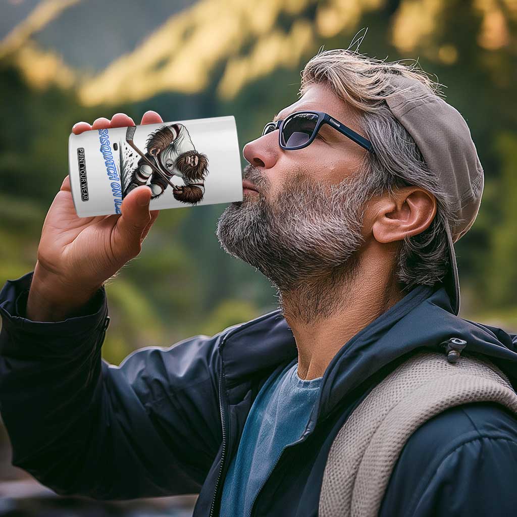 Sasquatch On Ice 4 in 1 Can Cooler Tumbler Funny Bigfoot Hockey Player Gift TS12 Print Your Wear