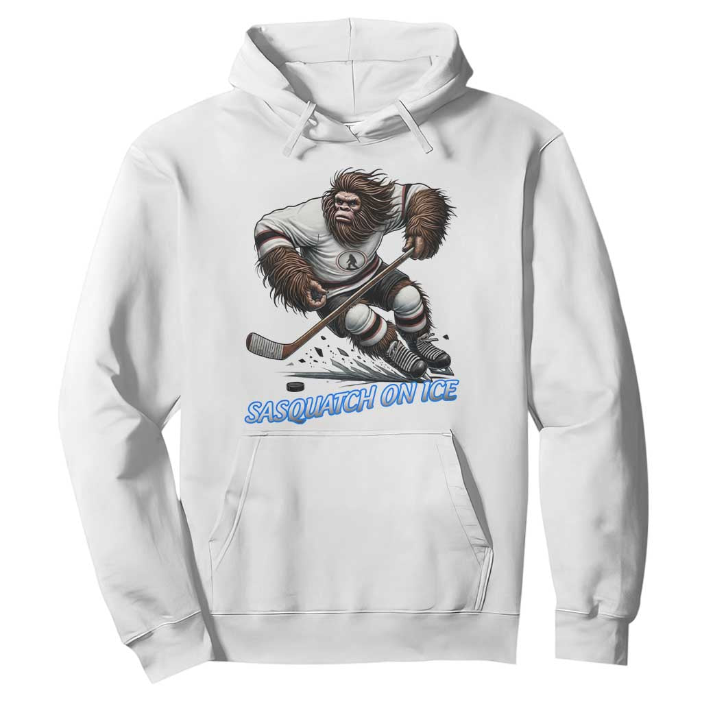 Sasquatch On Ice Hoodie Funny Bigfoot Hockey Player Gift TS12 White Print Your Wear