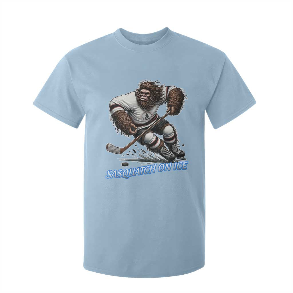 Sasquatch On Ice T Shirt For Kid Funny Bigfoot Hockey Player Gift TS12 Light Blue Print Your Wear