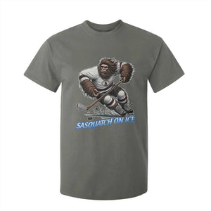 Sasquatch On Ice T Shirt For Kid Funny Bigfoot Hockey Player Gift TS12 Military Green Print Your Wear