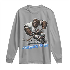 Sasquatch On Ice Long Sleeve Shirt Funny Bigfoot Hockey Player Gift TS12 Sport Gray Print Your Wear