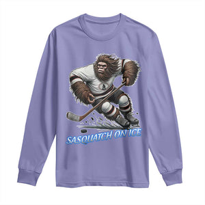 Sasquatch On Ice Long Sleeve Shirt Funny Bigfoot Hockey Player Gift TS12 Violet Print Your Wear
