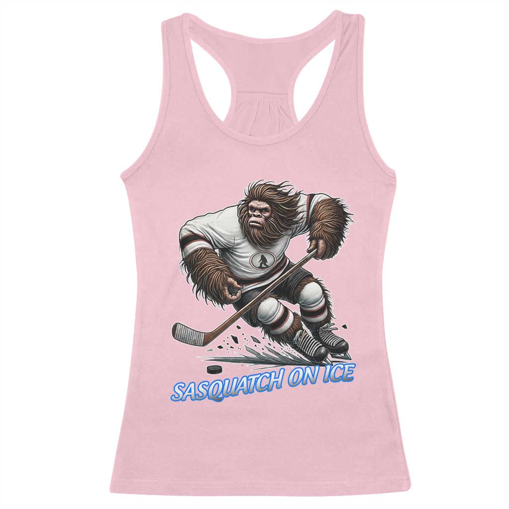 Sasquatch On Ice Racerback Tank Top Funny Bigfoot Hockey Player Gift TS12 Light Pink Print Your Wear