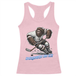 Sasquatch On Ice Racerback Tank Top Funny Bigfoot Hockey Player Gift TS12 Light Pink Print Your Wear