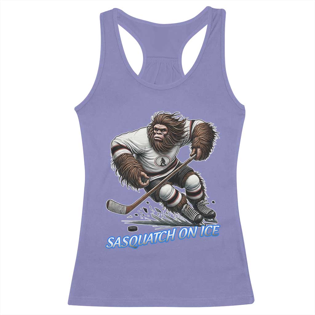 Sasquatch On Ice Racerback Tank Top Funny Bigfoot Hockey Player Gift TS12 Violet Print Your Wear
