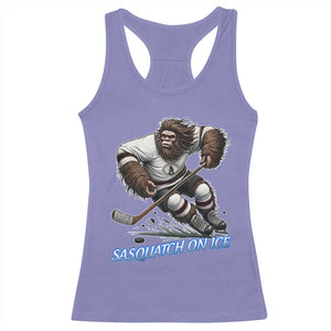 Sasquatch On Ice Racerback Tank Top Funny Bigfoot Hockey Player Gift TS12 Violet Print Your Wear