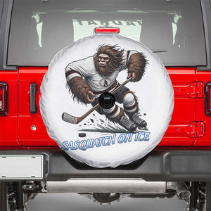 Sasquatch On Ice Spare Tire Cover Funny Bigfoot Hockey Player Gift TS12 White Print Your Wear