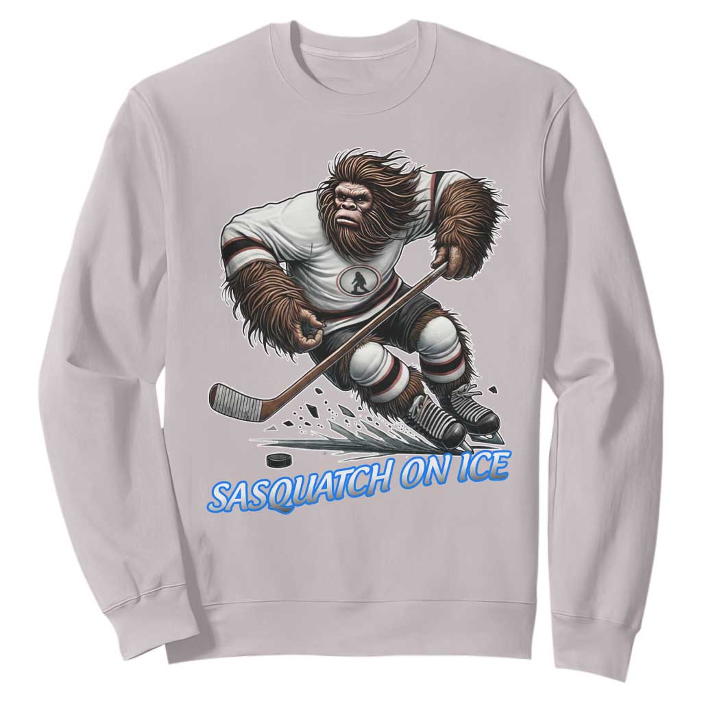 Sasquatch On Ice Sweatshirt Funny Bigfoot Hockey Player Gift TS12 Ice Gray Print Your Wear