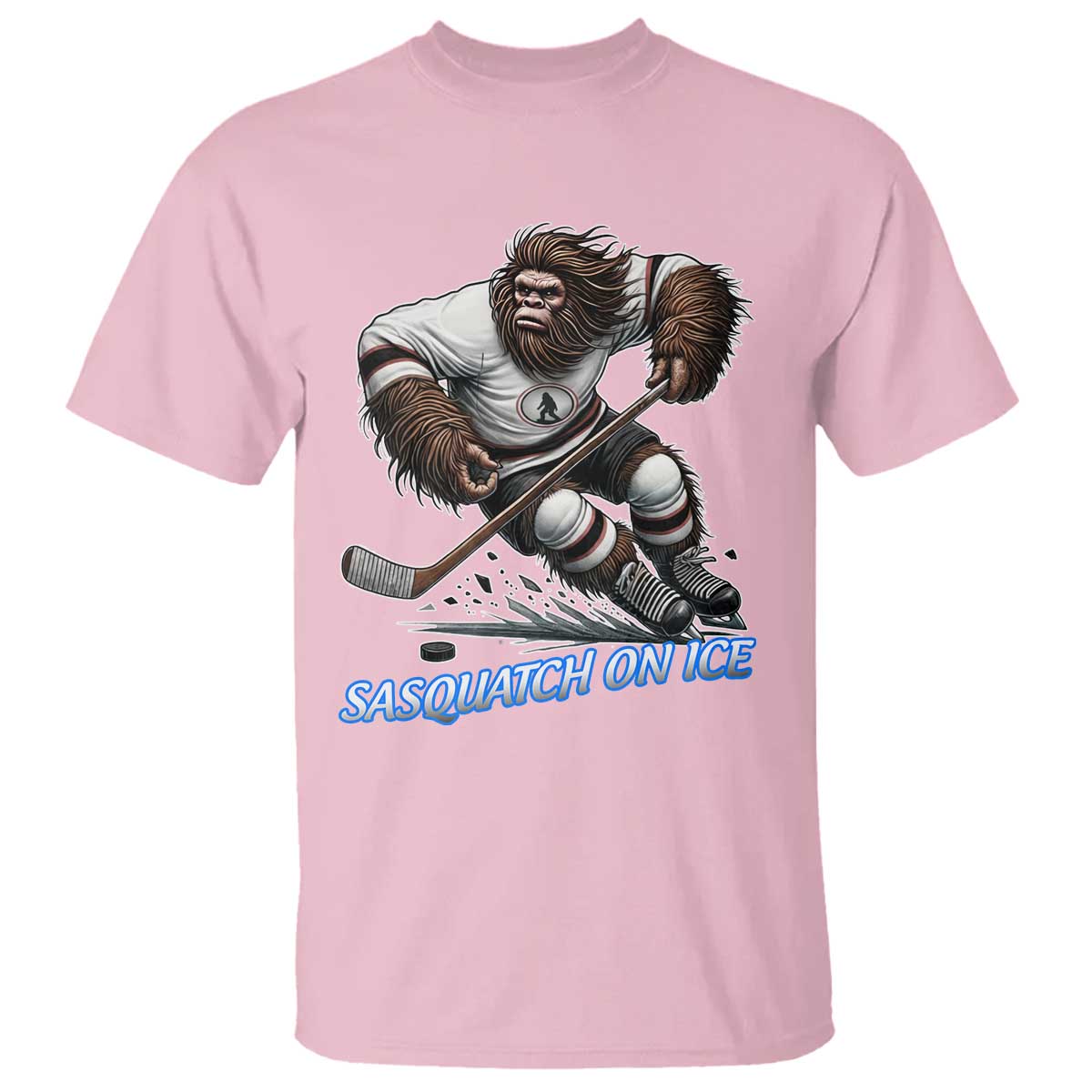 Sasquatch On Ice T Shirt Funny Bigfoot Hockey Player Gift TS12 Light Pink Print Your Wear