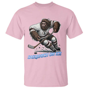 Sasquatch On Ice T Shirt Funny Bigfoot Hockey Player Gift TS12 Light Pink Print Your Wear