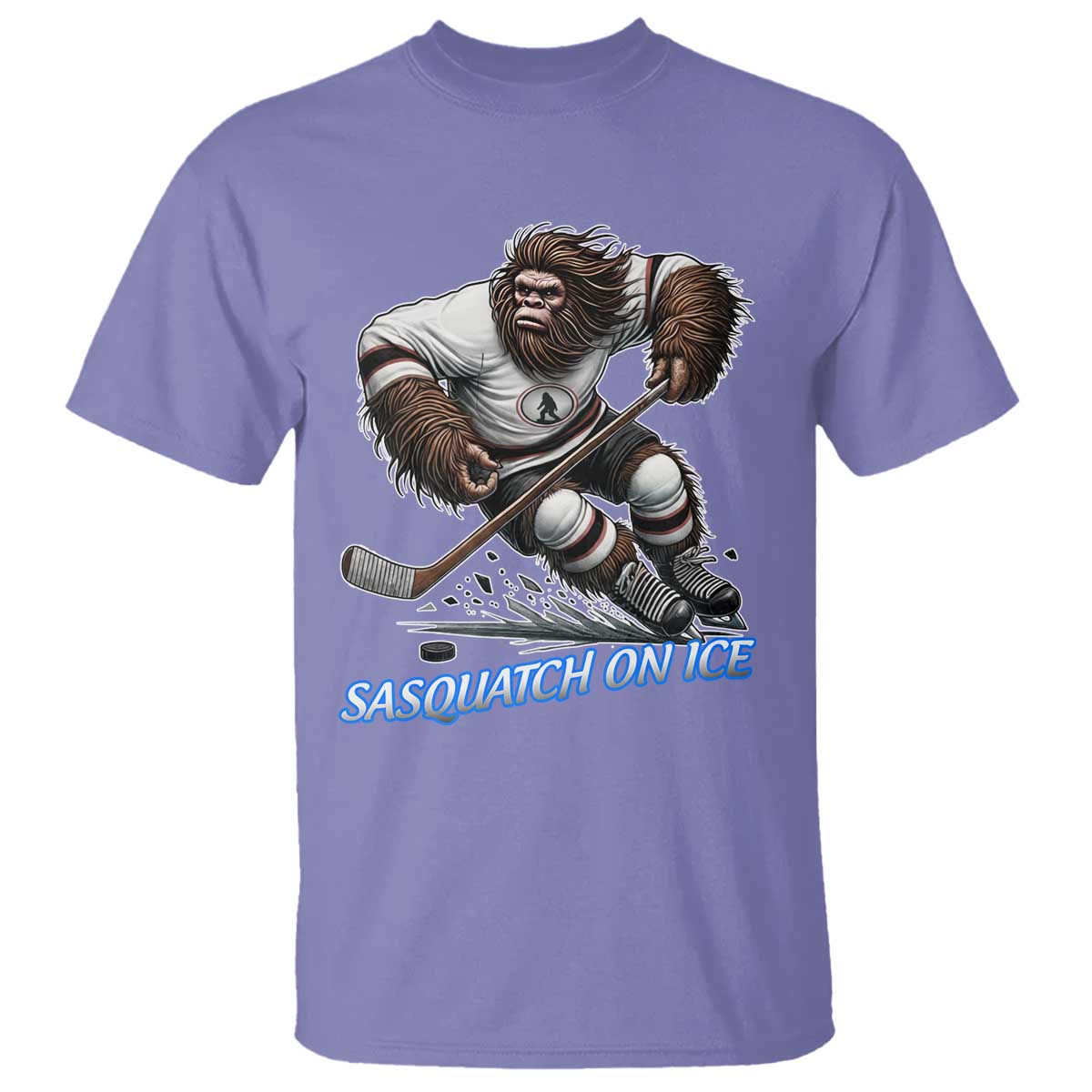 Sasquatch On Ice T Shirt Funny Bigfoot Hockey Player Gift TS12 Violet Print Your Wear