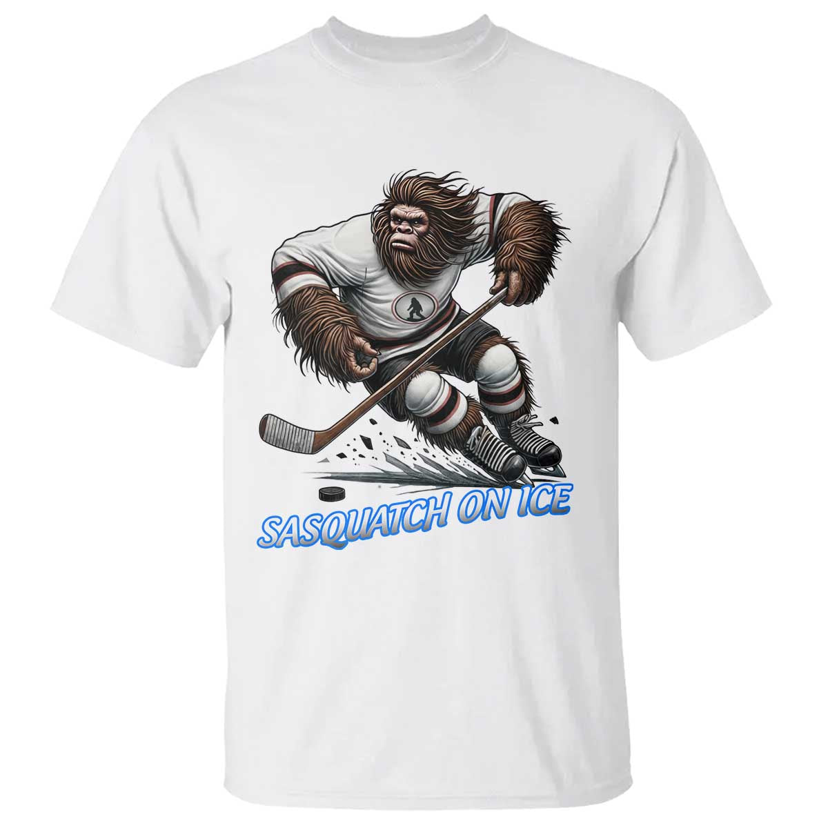 Sasquatch On Ice T Shirt Funny Bigfoot Hockey Player Gift TS12 White Print Your Wear