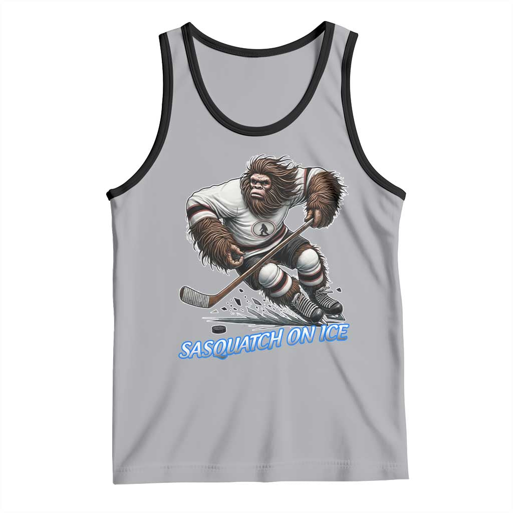 Sasquatch On Ice Tank Top Funny Bigfoot Hockey Player Gift TS12 Athletic Heather Black Print Your Wear
