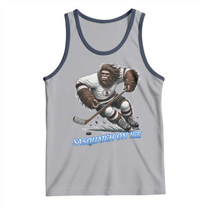 Sasquatch On Ice Tank Top Funny Bigfoot Hockey Player Gift TS12 Athletic Heather Navy Print Your Wear