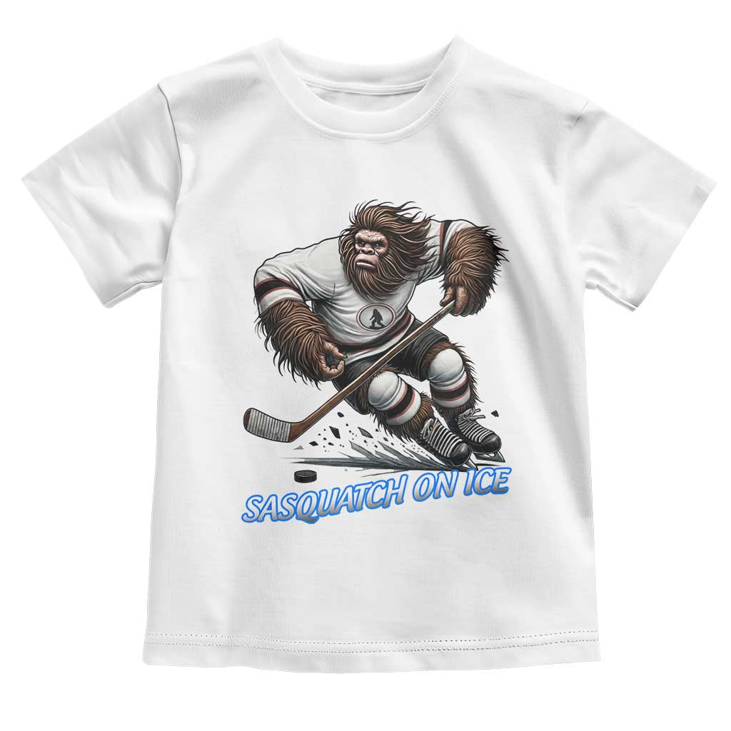 Sasquatch On Ice Toddler T Shirt Funny Bigfoot Hockey Player Gift TS12 White Print Your Wear