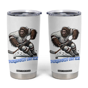 Sasquatch On Ice Tumbler Cup Funny Bigfoot Hockey Player Gift TS12 White Print Your Wear