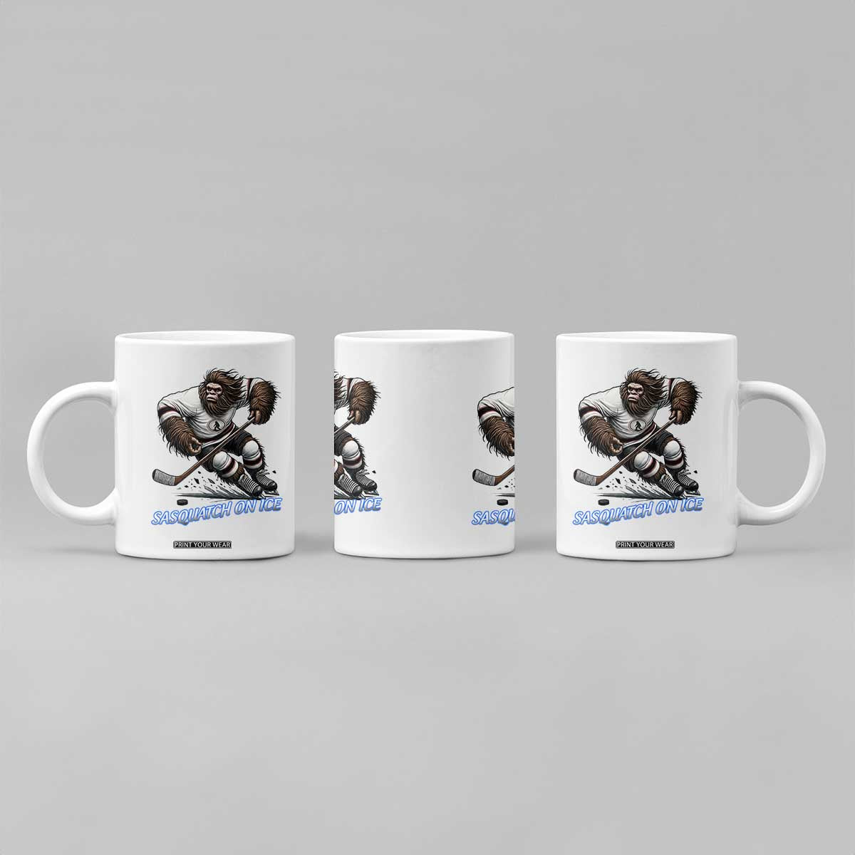 Sasquatch On Ice Coffee Mug Funny Bigfoot Hockey Player Gift TS12 Print Your Wear
