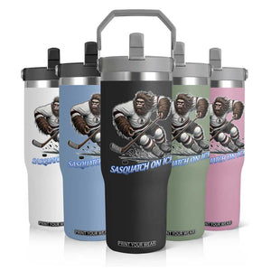 Sasquatch On Ice Flip Straw Tumbler Funny Bigfoot Hockey Player Gift TS12 Print Your Wear