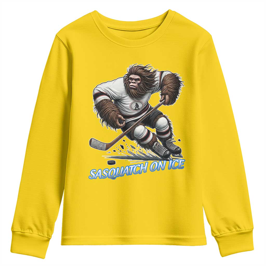 Sasquatch On Ice Youth Sweatshirt Funny Bigfoot Hockey Player Gift TS12 Daisy Print Your Wear
