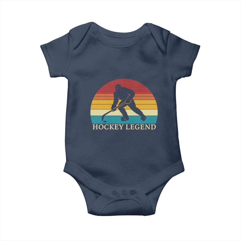 Bigfoot Hockey Legend Baby Onesie Retro Sasquatch Cryptid Player Gift TS12 Navy Print Your Wear