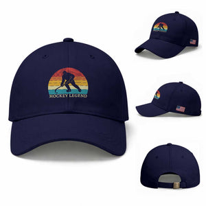 Bigfoot Hockey Legend Baseball Cap Retro Sasquatch Cryptid Player Gift TS12 Baseball Cap Universal Fit Dark Blue Print Your Wear
